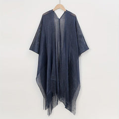 Glitter Tassel Shawl Solid Wrap for Women