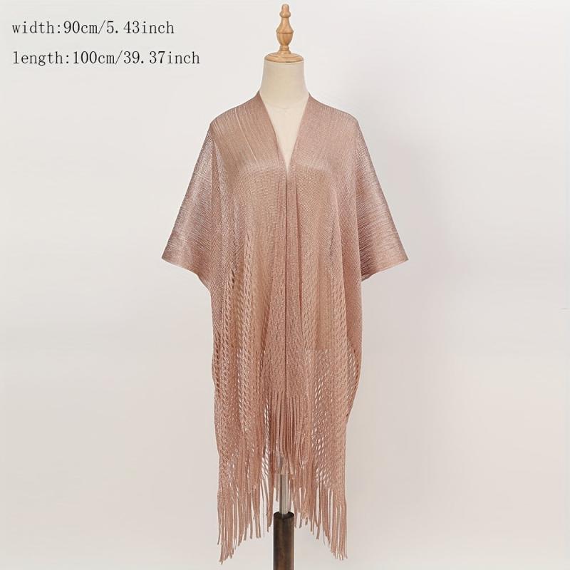 Glitter Tassel Shawl Solid Wrap for Women