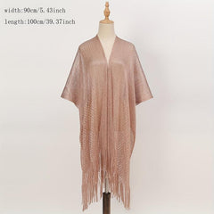 Glitter Tassel Shawl Solid Wrap for Women