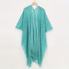 Glitter Tassel Shawl Solid Wrap for Women