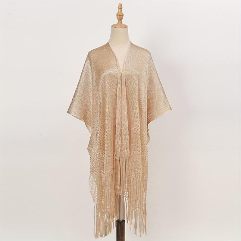 Glitter Tassel Shawl Solid Wrap for Women
