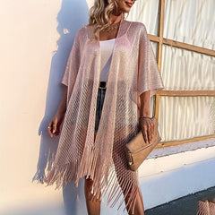 Glitter Tassel Shawl Solid Wrap for Women