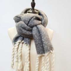 Grey Cashmere Tassel Scarf Winter Shawl