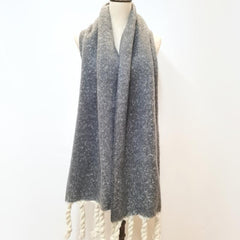 Grey Cashmere Tassel Scarf Winter Shawl