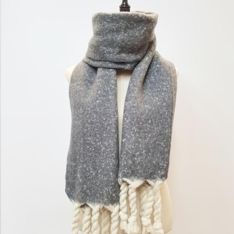 Grey Cashmere Tassel Scarf Winter Shawl
