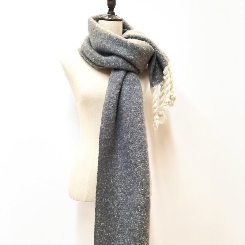 Grey Cashmere Tassel Scarf Winter Shawl