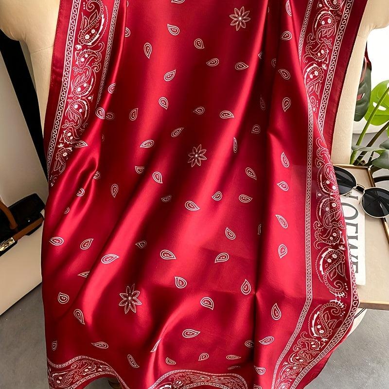 Paisley Print Satin Silk Scarf Shawl