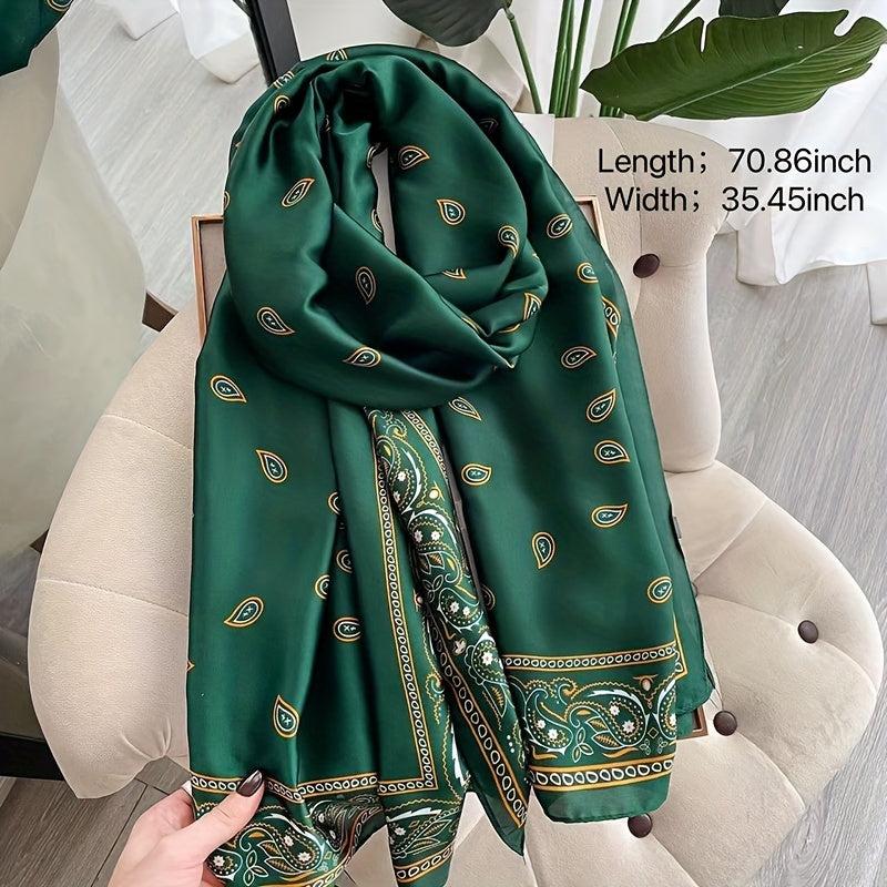 Paisley Print Satin Silk Scarf Shawl