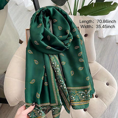 Paisley Print Satin Silk Scarf Shawl