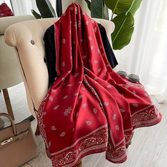 Paisley Print Satin Silk Scarf Shawl