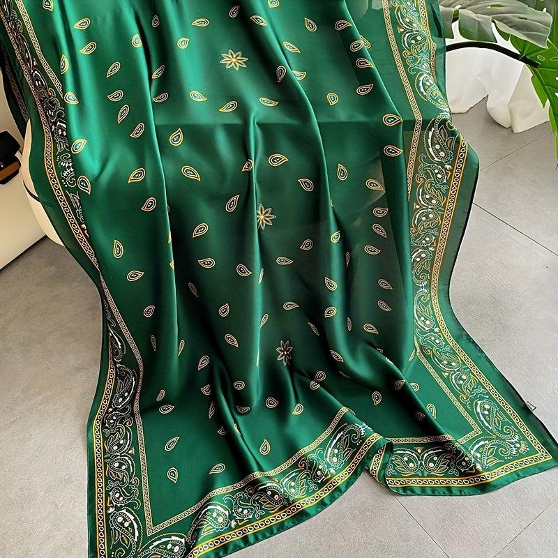 Paisley Print Satin Silk Scarf Shawl
