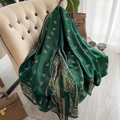 Paisley Print Satin Silk Scarf Shawl