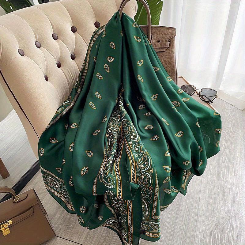 Paisley Print Satin Silk Scarf Shawl