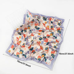 Floral Plaid Square Scarf Suncreen Headscarf