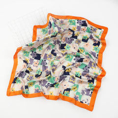 Floral Plaid Square Scarf Suncreen Headscarf