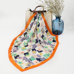 Floral Plaid Square Scarf Suncreen Headscarf