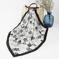 Floral Plaid Square Scarf Suncreen Headscarf