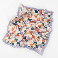 Floral Plaid Square Scarf Suncreen Headscarf