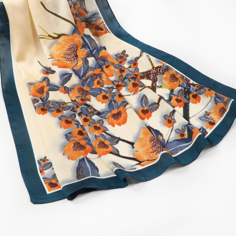 Retro Style Silk Square Scarf Lightweight Satin Headscarf