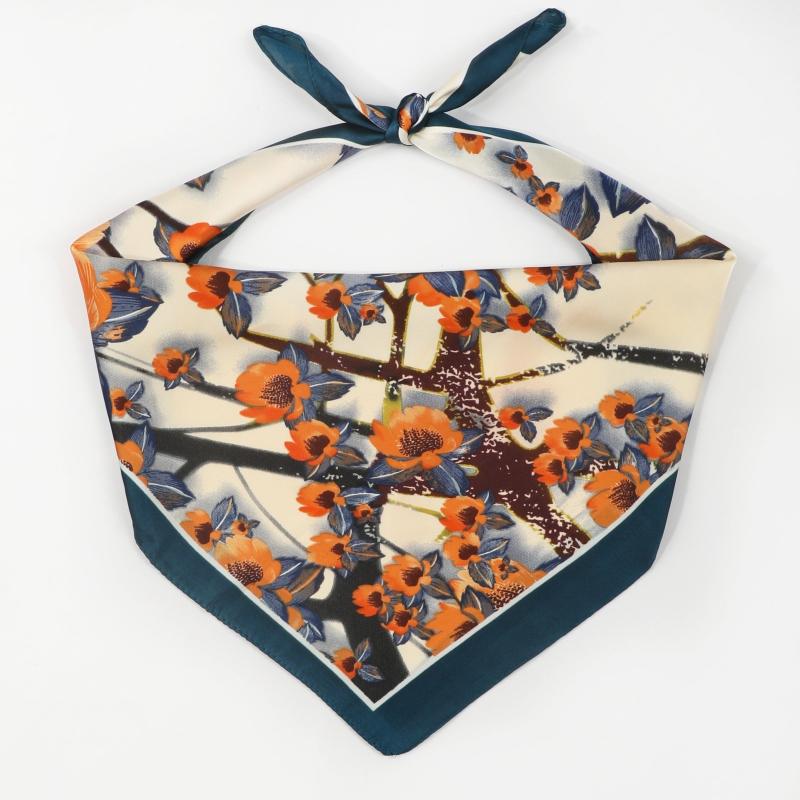 Retro Style Silk Square Scarf Lightweight Satin Headscarf