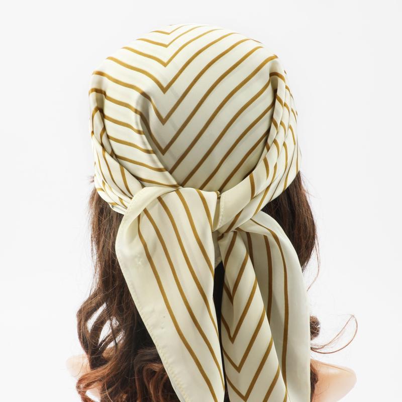 Striped Square Scarf Lightweight Headscarf Breathable Hair Wrap