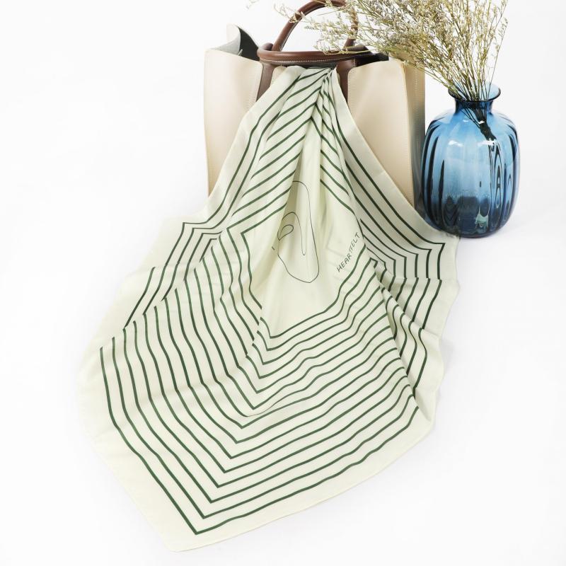 Striped Square Scarf Lightweight Headscarf Breathable Hair Wrap