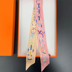 Chain Pattern Neckerchief Casual Skinny Scarf Headband Sash Belt
