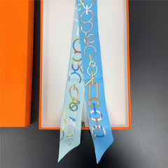 Chain Pattern Neckerchief Casual Skinny Scarf Headband Sash Belt