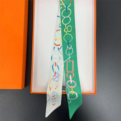 Chain Pattern Neckerchief Casual Skinny Scarf Headband Sash Belt