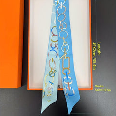Chain Pattern Neckerchief Casual Skinny Scarf Headband Sash Belt
