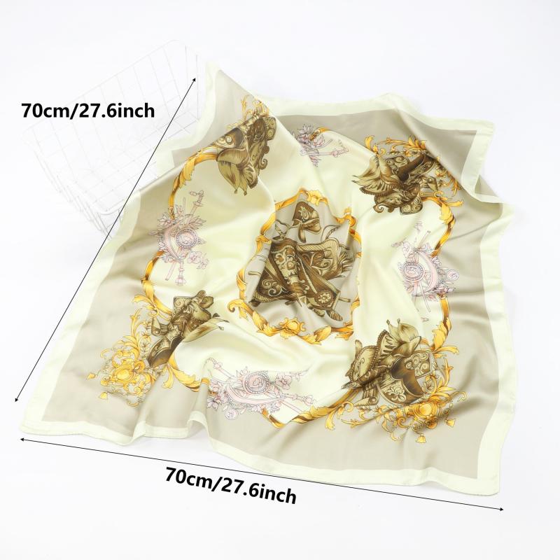 Silk Square Scarf Retro Palace Headscarf Thin Soft Sunscreen Wrap