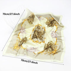 Silk Square Scarf Retro Palace Headscarf Thin Soft Sunscreen Wrap