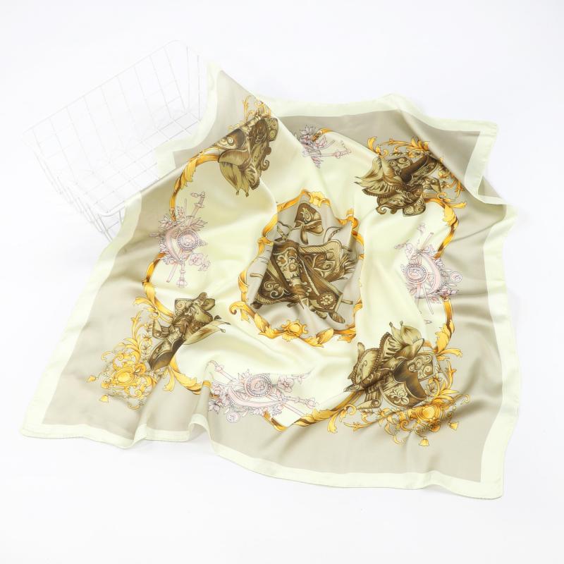 Silk Square Scarf Retro Palace Headscarf Thin Soft Sunscreen Wrap
