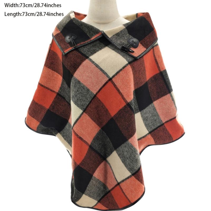 73 0cm Large Warm Shawl Woolen Plaid Coat Vintage Thick Cape