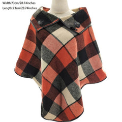 73 0cm Large Warm Shawl Woolen Plaid Coat Vintage Thick Cape