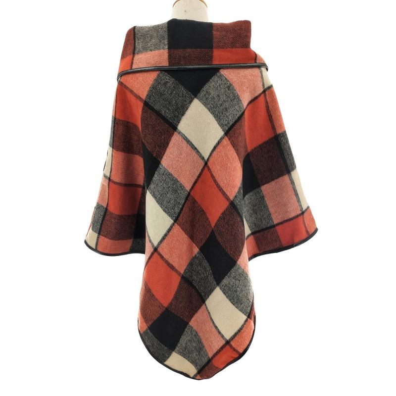 73 0cm Large Warm Shawl Woolen Plaid Coat Vintage Thick Cape