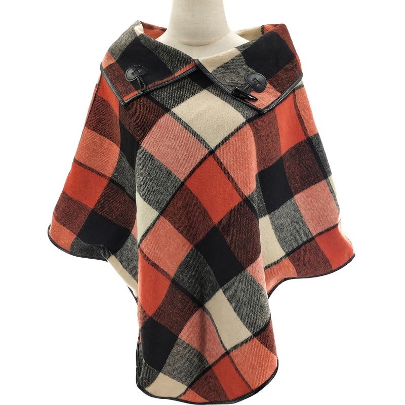 73 0cm Large Warm Shawl Woolen Plaid Coat Vintage Thick Cape