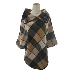 73 0cm Large Warm Shawl Woolen Plaid Coat Vintage Thick Cape