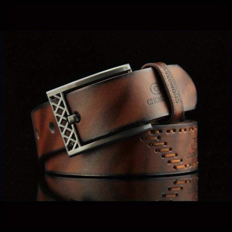 Pin Buckle Belt Western Cowboy Style Threading Belt For Men