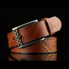 Pin Buckle Belt Western Cowboy Style Threading Belt For Men