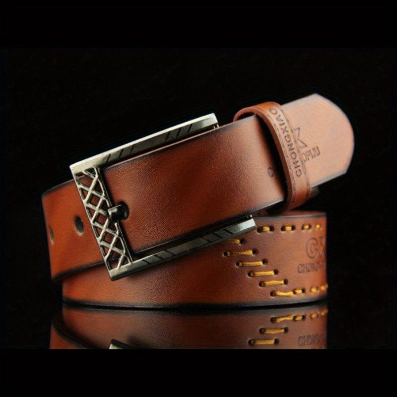 Pin Buckle Belt Western Cowboy Style Threading Belt For Men