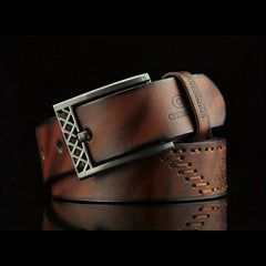 Pin Buckle Belt Western Cowboy Style Threading Belt For Men