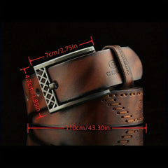 Pin Buckle Belt Western Cowboy Style Threading Belt For Men