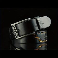 Pin Buckle Belt Western Cowboy Style Threading Belt For Men