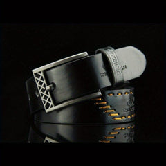 Pin Buckle Belt Western Cowboy Style Threading Belt For Men