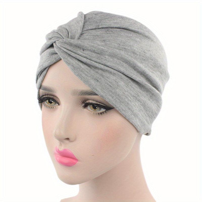 Cross Knot Elastic Turban Solid Beanie Casual Head Wrap Ramadan Head Scarf Chemo