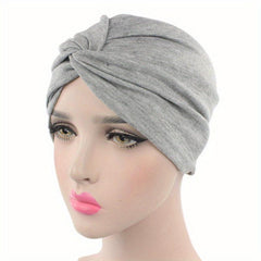 Cross Knot Elastic Turban Solid Beanie Casual Head Wrap Ramadan Head Scarf Chemo