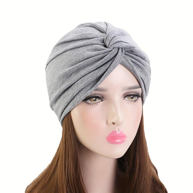 Cross Knot Elastic Turban Solid Beanie Casual Head Wrap Ramadan Head Scarf Chemo