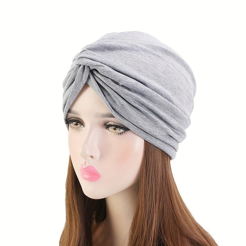 Cross Knot Elastic Turban Solid Beanie Casual Head Wrap Ramadan Head Scarf Chemo