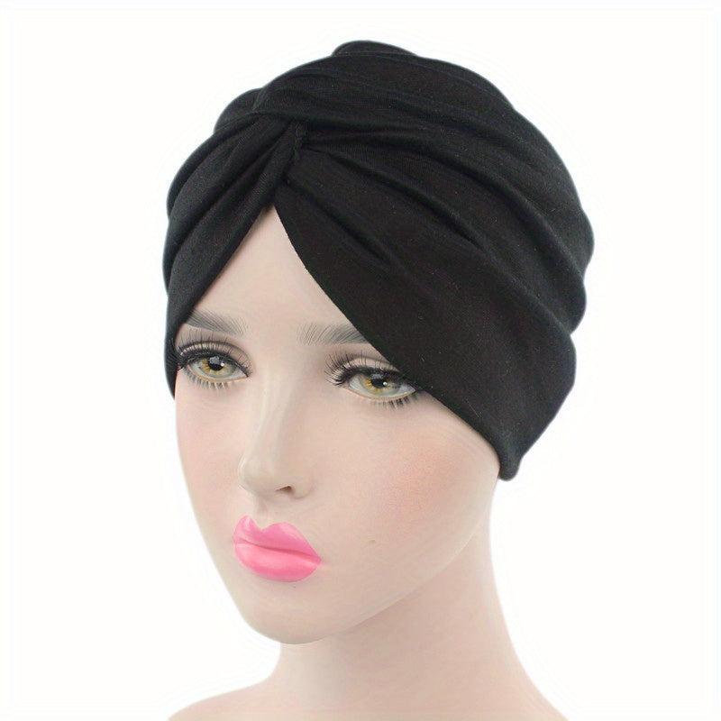 Cross Knot Elastic Turban Solid Beanie Casual Head Wrap Ramadan Head Scarf Chemo